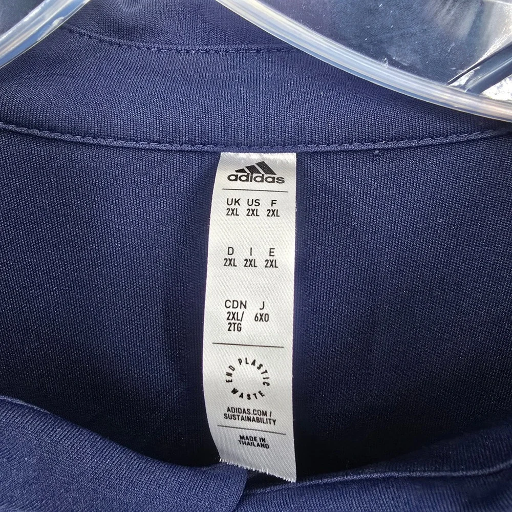 Adidas Polo Mens 2XL Bulldog Logo Polo Shirt Navy Blue Short Sleeve‎